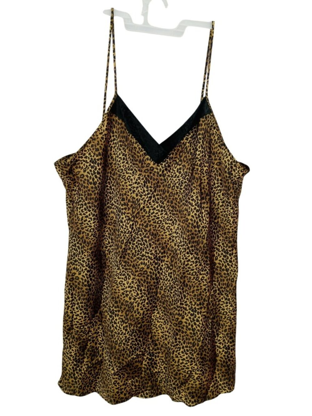 Gilligan‎ & OMalley Leopard Chemise Nightgown 3x Satin V-Neck Adjustable Straps